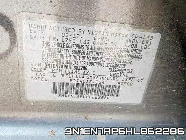 3N1CN7AP6HL862286 фото 2