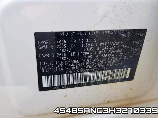 4S4BSANC3H3270339 фото 2