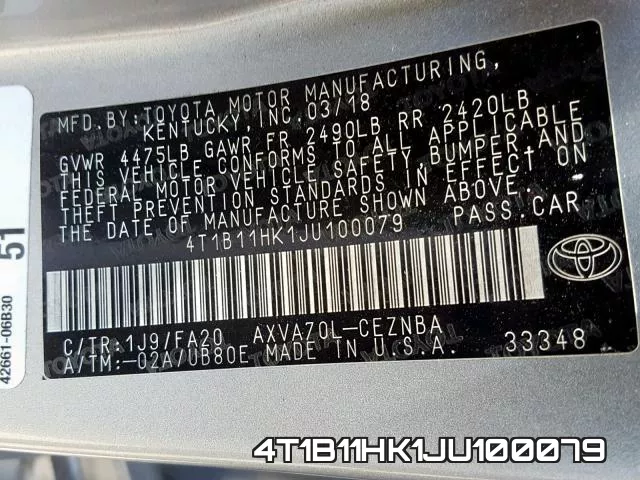 4T1B11HK1JU100079 фото 2