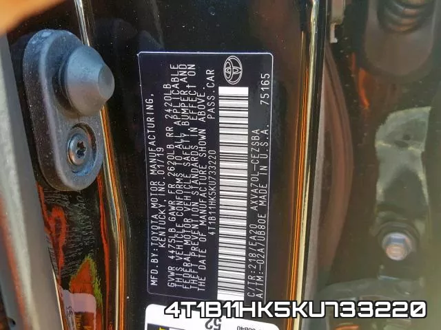 4T1B11HK5KU733220 фото 2