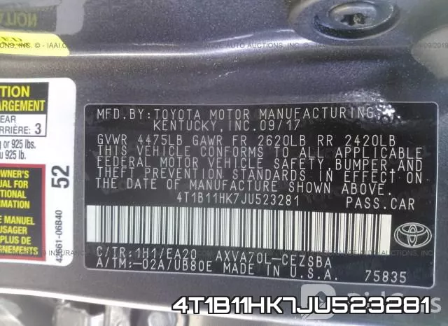 4T1B11HK7JU523281 фото 10