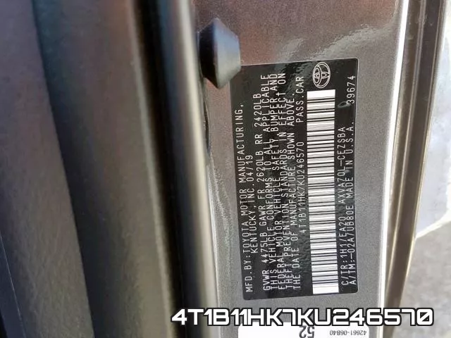 4T1B11HK7KU246570 фото 2