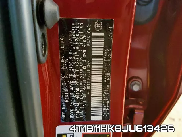 4T1B11HK8JU613426 фото 2