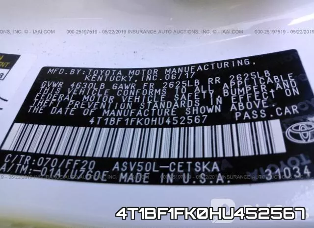 4T1BF1FK0HU452567 фото 10