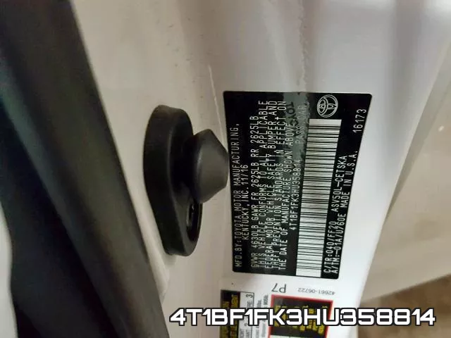 4T1BF1FK3HU358814 фото 2