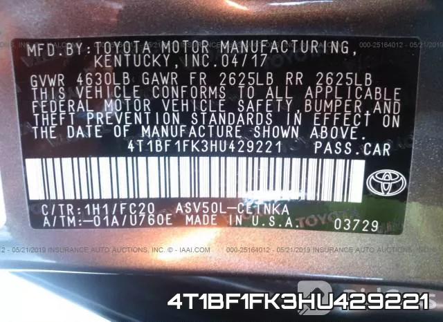 4T1BF1FK3HU429221 фото 10