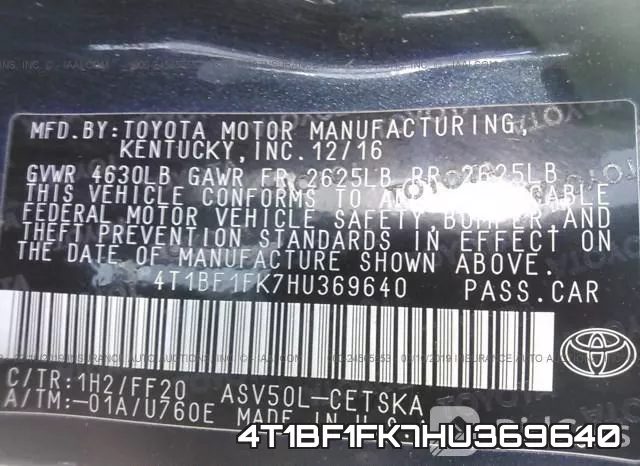 4T1BF1FK7HU369640 фото 9