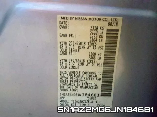 5N1AZ2MG6JN184681 фото 2