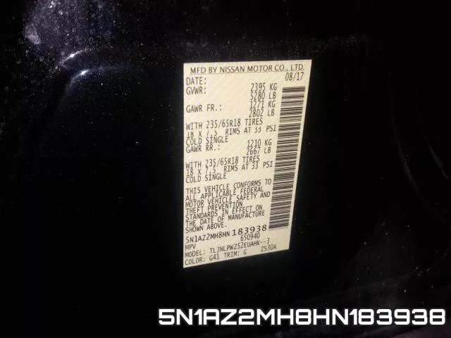 5N1AZ2MH8HN183938 фото 2