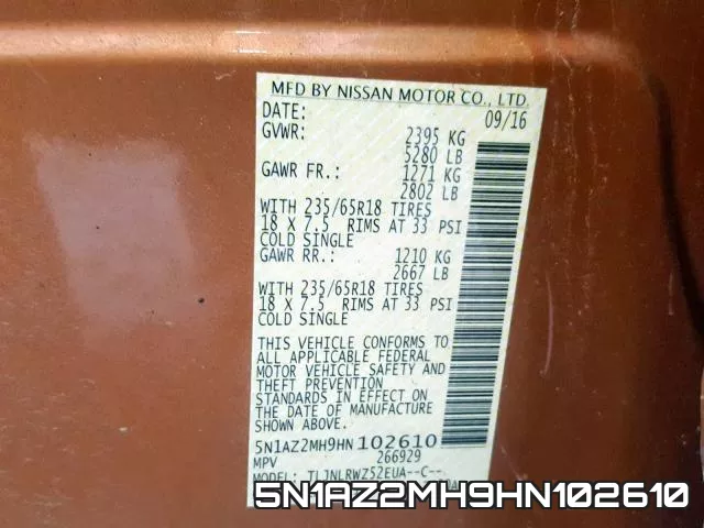 5N1AZ2MH9HN102610 фото 2