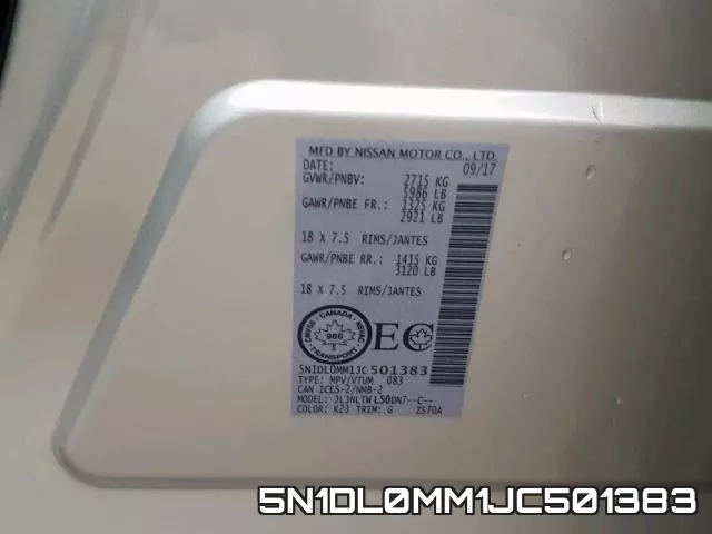 5N1DL0MM1JC501383 фото 2