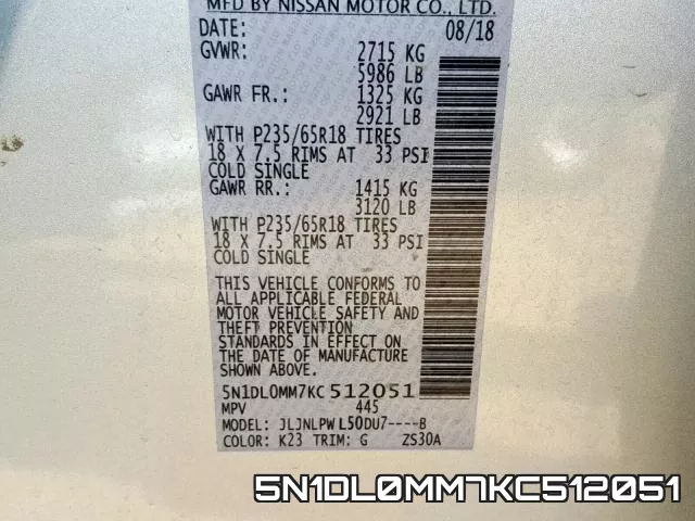 5N1DL0MM7KC512051 фото 2