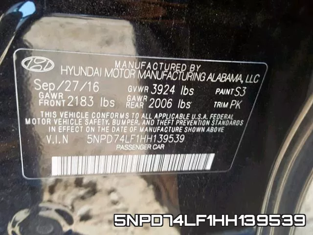 5NPD74LF1HH139539 фото 2