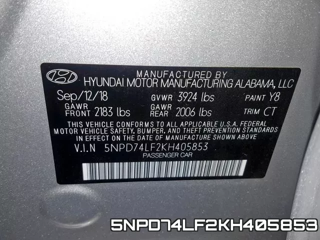 5NPD74LF2KH405853 фото 2