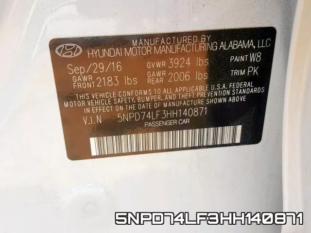 5NPD74LF3HH140871 фото 2