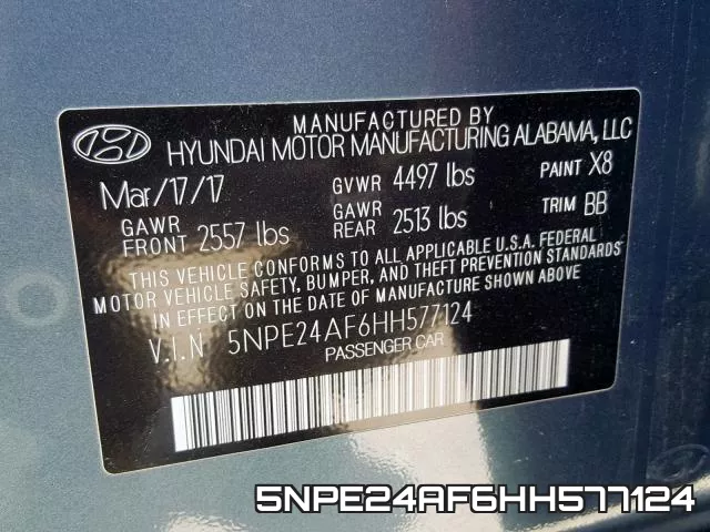 5NPE24AF6HH577124 фото 2