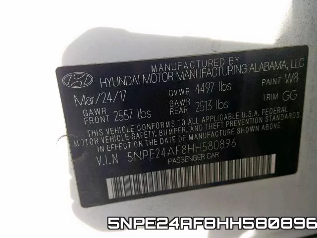 5NPE24AF8HH580896 фото 2