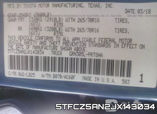 5TFCZ5AN2JX143034 фото 10