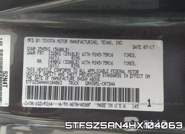 5TFSZ5AN4HX104063 фото 9
