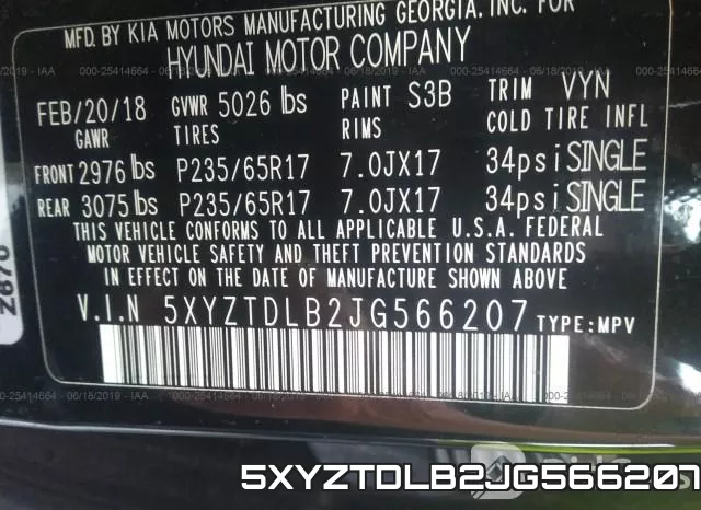 5XYZTDLB2JG566207 фото 10