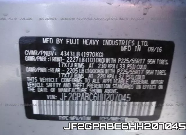 JF2GPABC6HH207045 фото 10