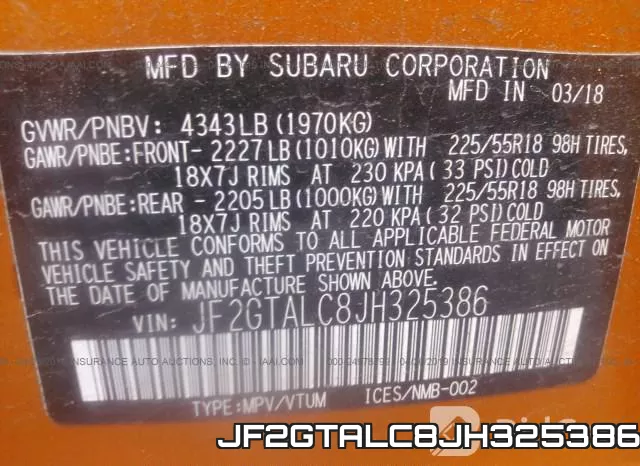 JF2GTALC8JH325386 фото 10
