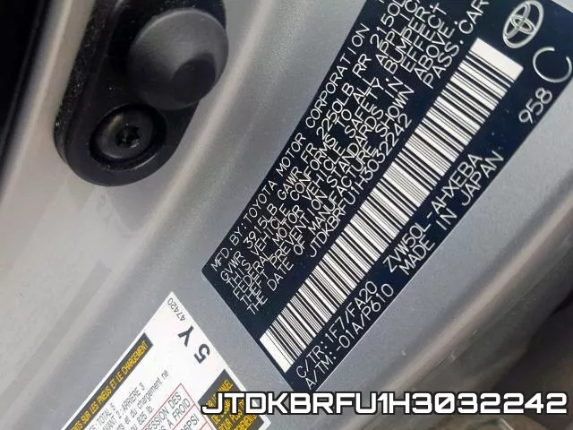 JTDKBRFU1H3032242 фото 2