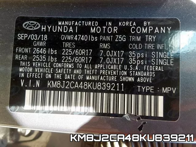 KM8J2CA48KU839211 фото 2