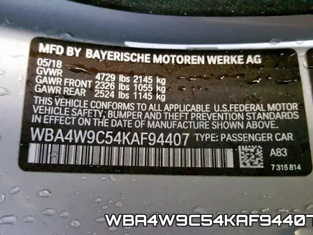 WBA4W9C54KAF94407 фото 2