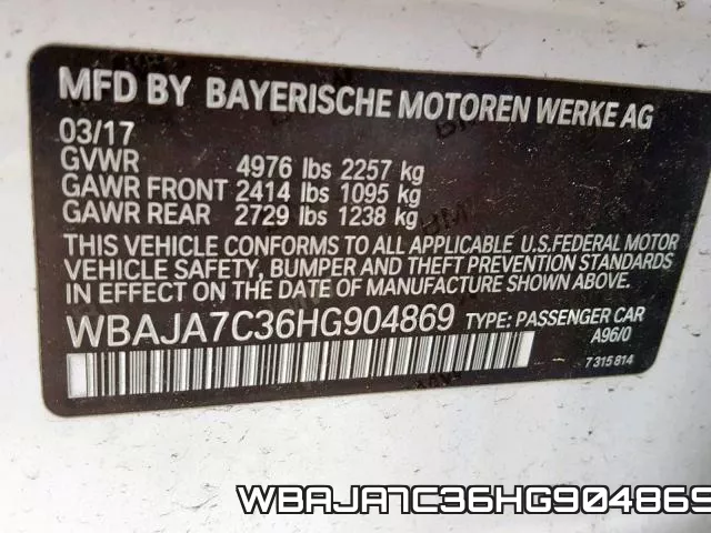 WBAJA7C36HG904869 фото 2