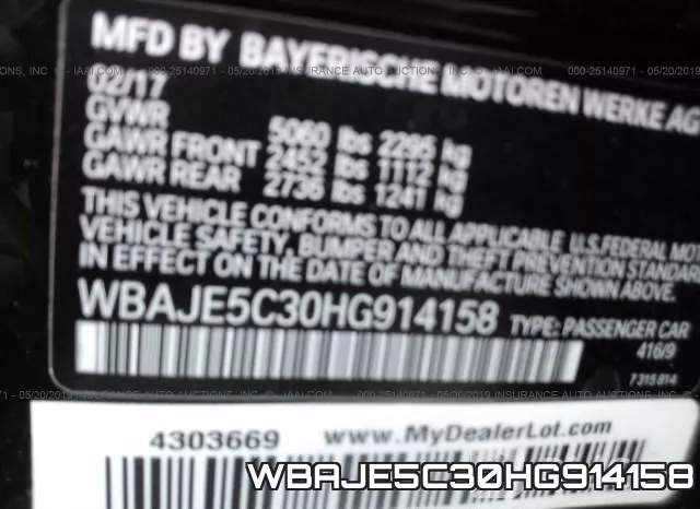 WBAJE5C30HG914158 фото 9