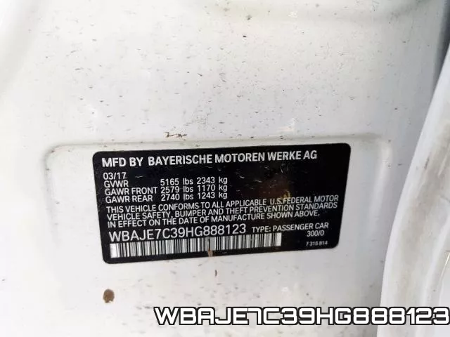WBAJE7C39HG888123 фото 2