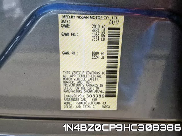 1N4BZ0CP9HC308386 фото 2