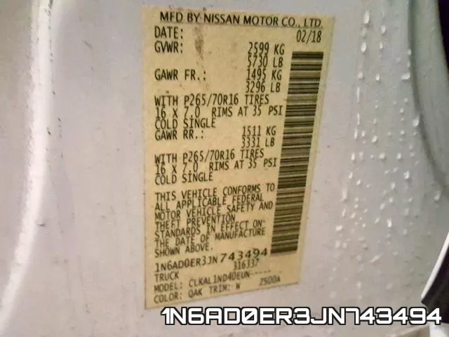 1N6AD0ER3JN743494 фото 2