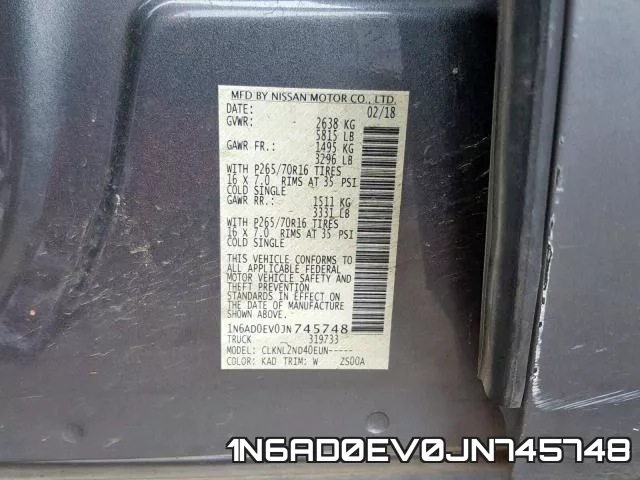 1N6AD0EV0JN745748 фото 2