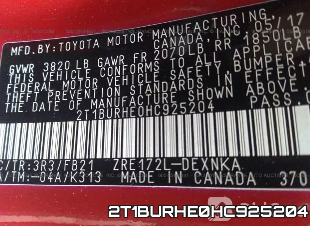 2T1BURHE0HC925204 фото 9