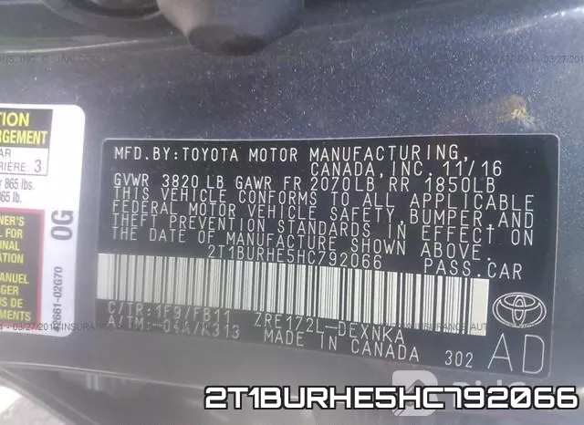2T1BURHE5HC792066 фото 10