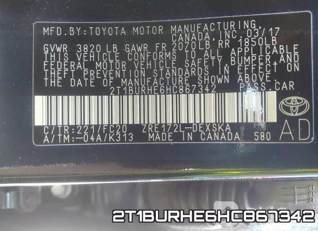 2T1BURHE6HC867342 фото 10