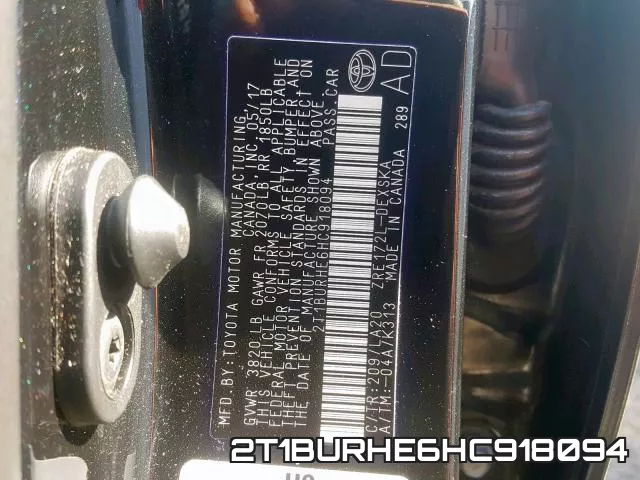 2T1BURHE6HC918094 фото 2