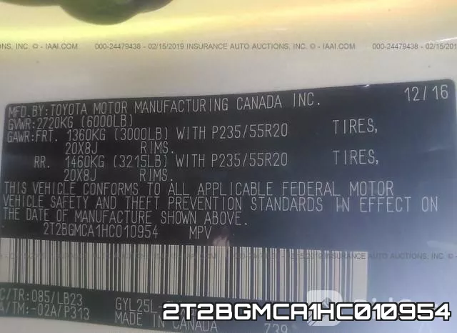 2T2BGMCA1HC010954 фото 10