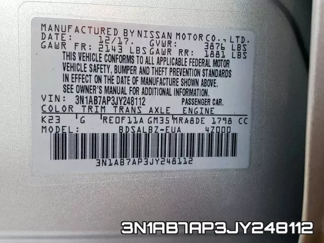 3N1AB7AP3JY248112 фото 2