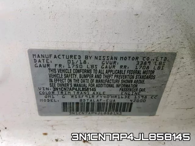3N1CN7AP4JL858145 фото 2