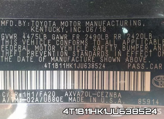 4T1B11HK1JU638524 фото 10