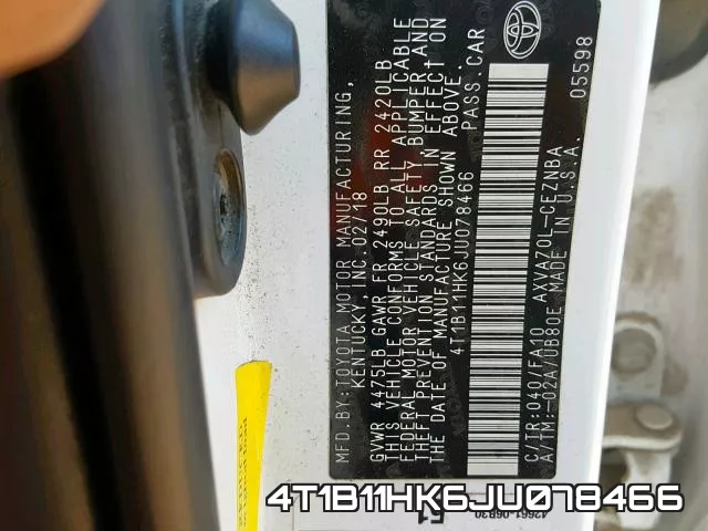 4T1B11HK6JU078466 фото 2