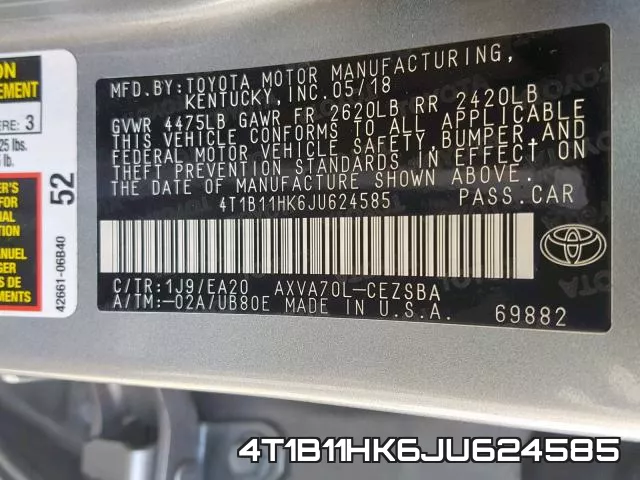 4T1B11HK6JU624585 фото 2