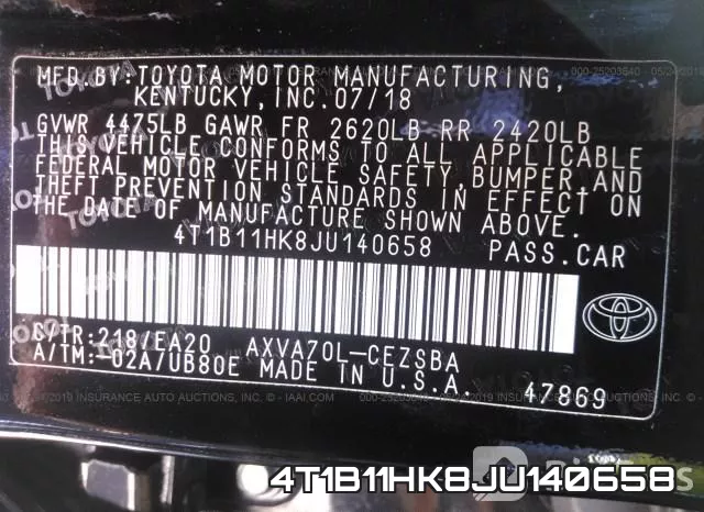 4T1B11HK8JU140658 фото 10