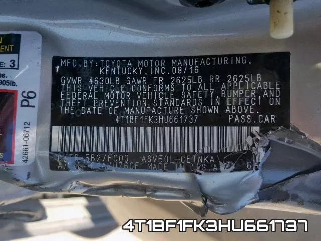 4T1BF1FK3HU661737 фото 2
