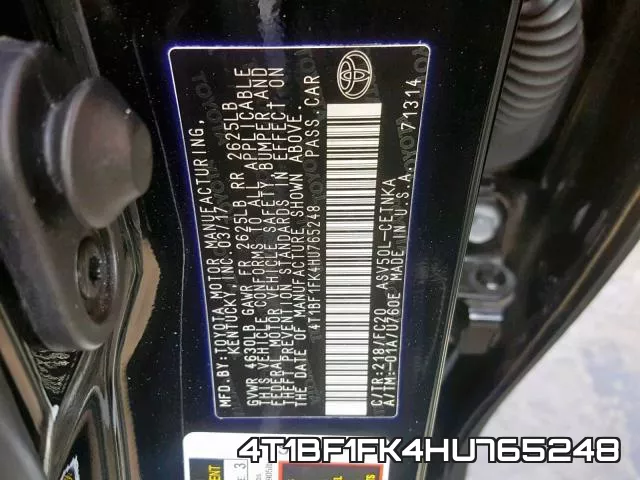 4T1BF1FK4HU765248 фото 2