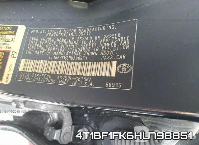 4T1BF1FK6HU798851 фото 10