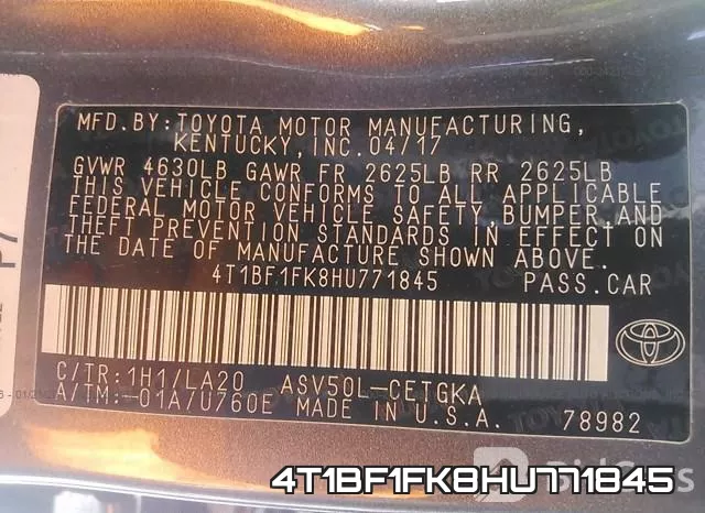 4T1BF1FK8HU771845 фото 10